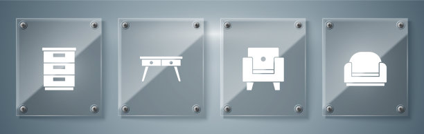 设置扶手椅办公桌椅和家具图片下载