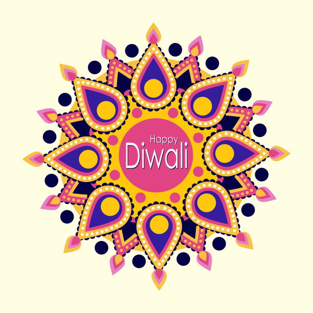 排灯节圆形油灯设计图片下载