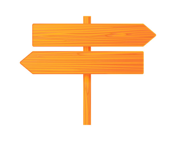 木制路标孤立在白色背景矢量插图。卡通风格的棕色木板图标。现实的路标。空木旗帜。图片下载
