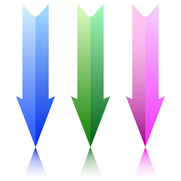 彩色向下箭头在白色背景。矢量插图。股票的形象。图片下载