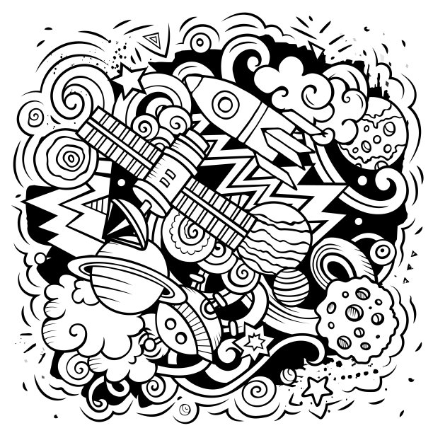 太空卡通矢量插图图片下载