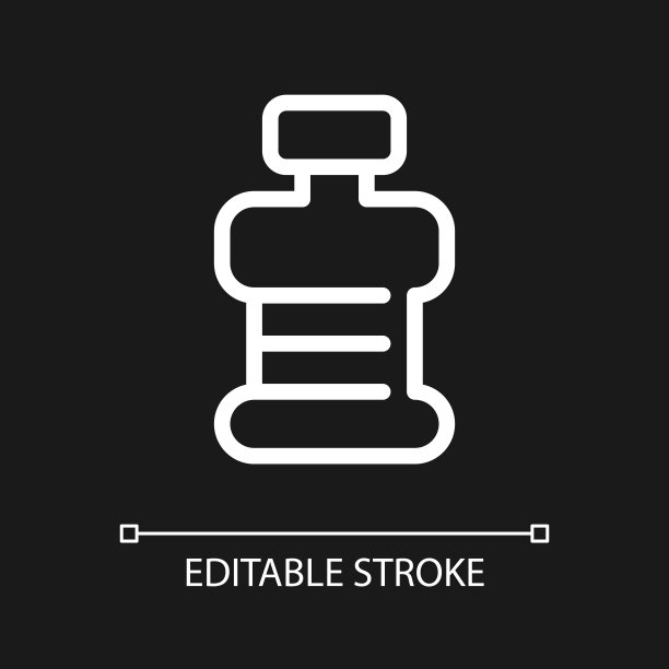 健身瓶像素完美的白色线性ui图标为黑色主题图片下载