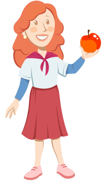女孩拿着苹果。图片下载