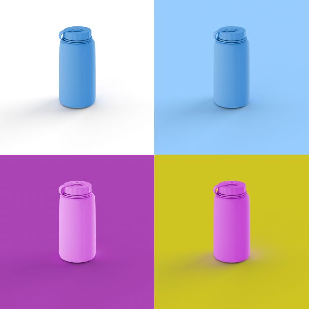 波普艺术拼贴的3D渲染运动水瓶孤立在彩色的背景图片下载
