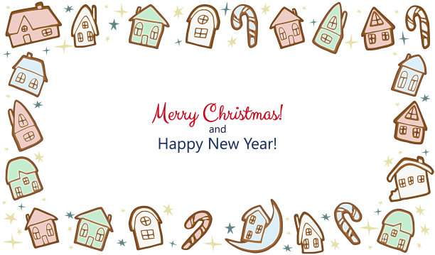 背景姜饼屋和星星矢量插图图片下载