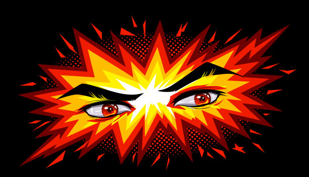 漫画和动漫风格的男人的愤怒表情。图片下载