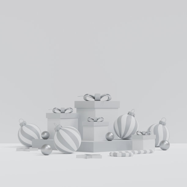 圣诞和新年快乐横幅设计，海报和封面设计的背景。圣诞工作室桌房产品展示与复制空间。三维演示图片下载