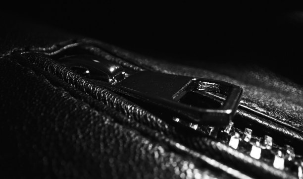 黑色皮夹克细节。特写镜头。图片下载