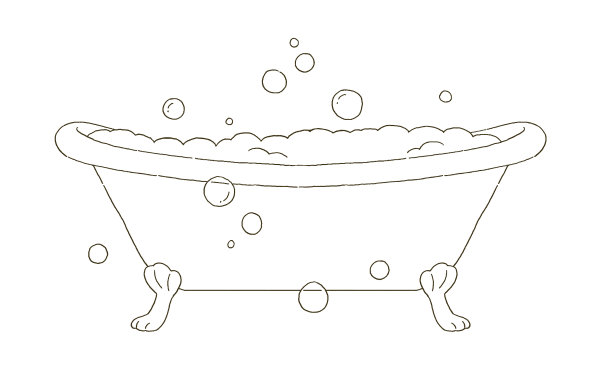 美猫爪浴缸泡泡浴插画图片下载