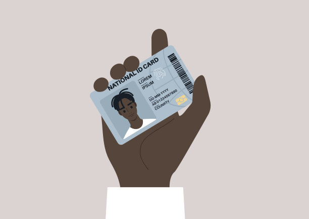 一个国民身份证模板，一个年轻的非洲男性公民拿着他们的身份证件图片下载