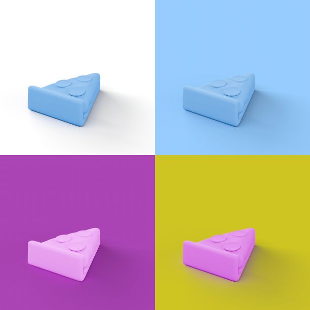 彩色拼贴的3d渲染披萨片图片下载