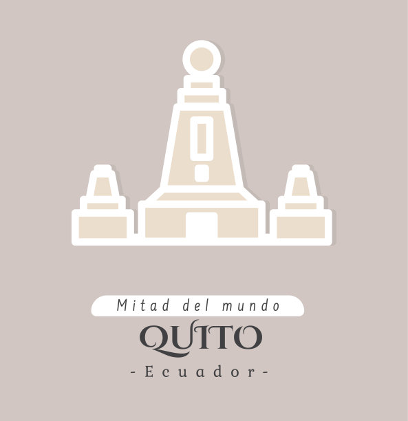 轮廓图标纪念碑厄瓜多尔基多市米塔德蒙多。城市景观纪念碑象征建筑。矢量插画线性艺术设计风格。商务旅行和旅游概念历史建筑。图片下载