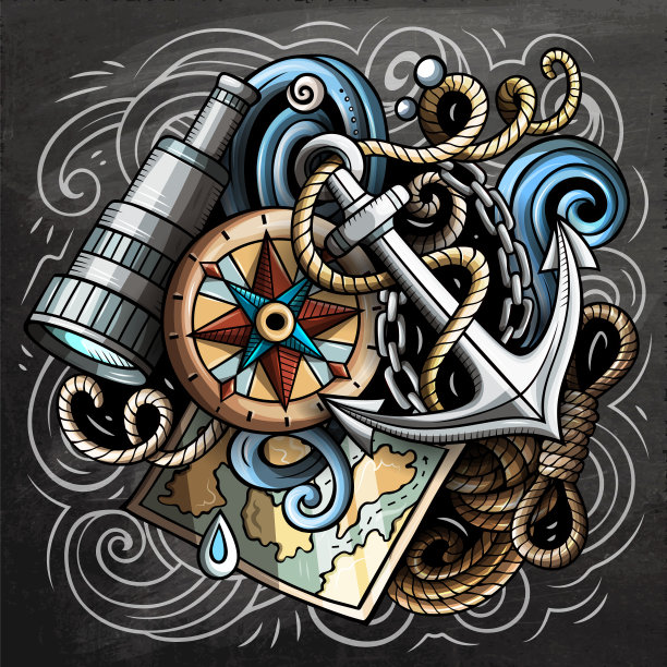 航海卡通矢量插图。图片下载