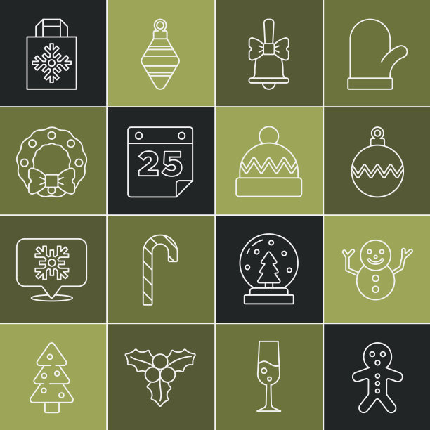 设定线假日姜饼人饼干圣诞图片下载