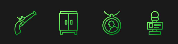 设置线挂坠项链上的古董手枪图片下载