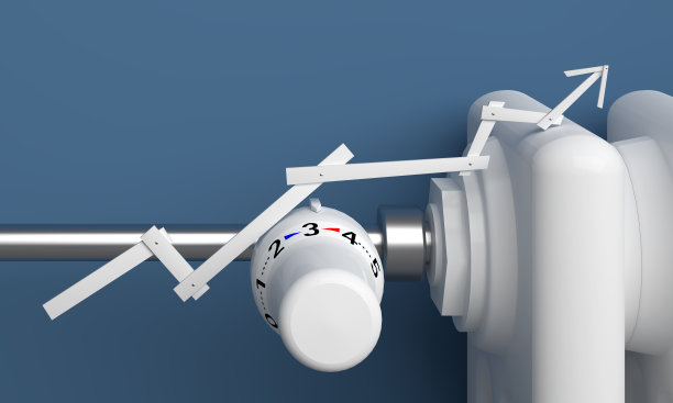 经典散热器与箭头前面的背景- 3D插图图片下载