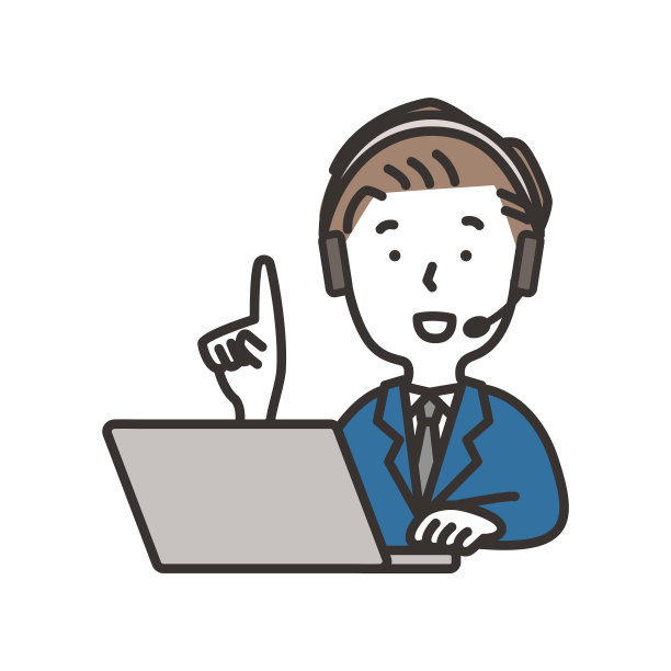 一个戴着头戴式耳机的男操作员指着一台电脑图片下载