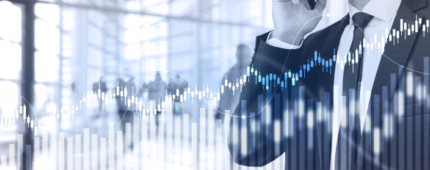 双重暴露的金融图表与上升线图的股票市场和商人背景图片下载