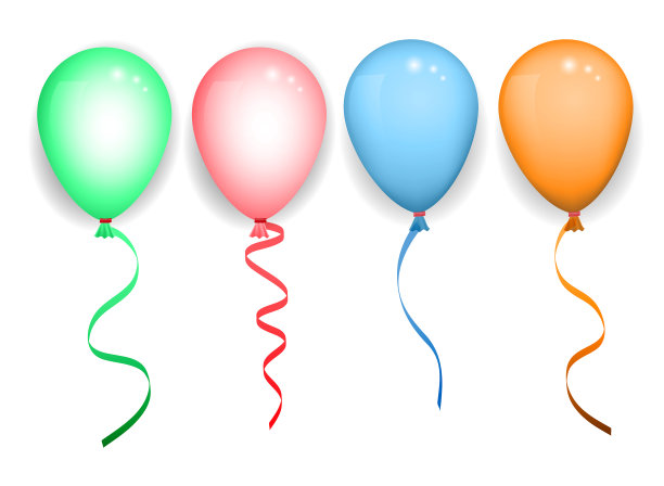 现实的生日快乐气球横幅孤立。每股收益向量图片下载