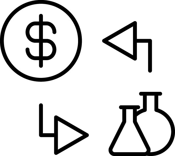 用黑色细线绘制的简单矢量孤立象形图。可编辑笔画的网站，广告，商店，商店。矢量线图标的钱和实验室灯泡交换图片下载