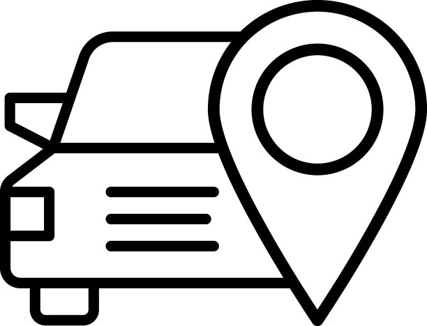 用黑色细线绘制的简单矢量孤立象形图。可编辑笔画的网站，广告，商店，商店。矢量线图标的地理标志的汽车图片下载