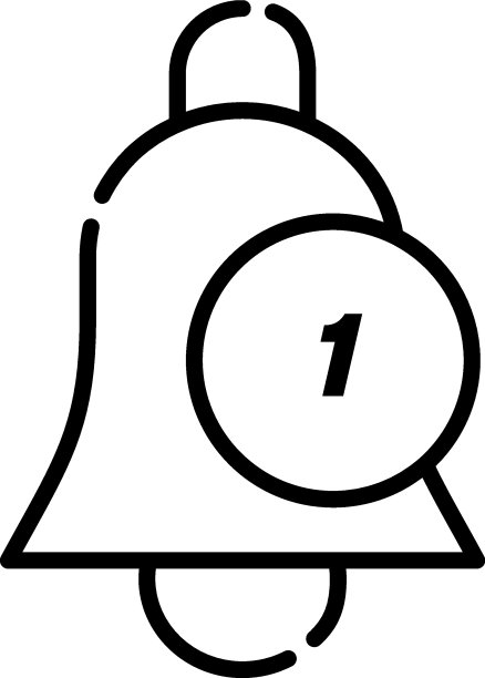 用黑色细线绘制的简单矢量孤立象形图。可编辑笔画的网站，广告，商店，商店。一个符号的矢量线图标，以铃作为通知的符号图片下载