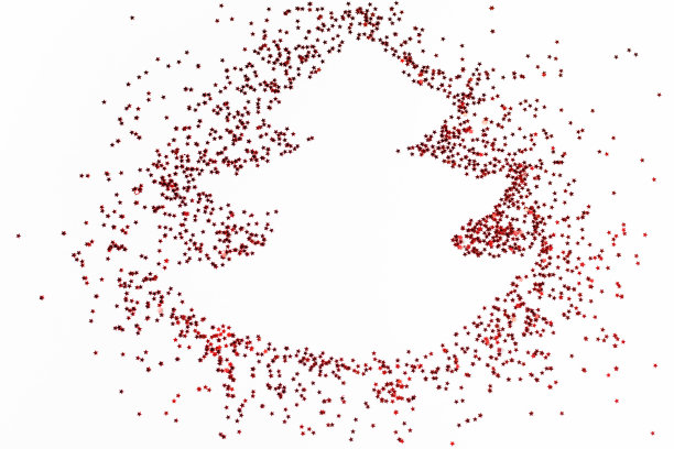 圣诞树剪影由白色背景上的红色五彩纸屑星星图片下载