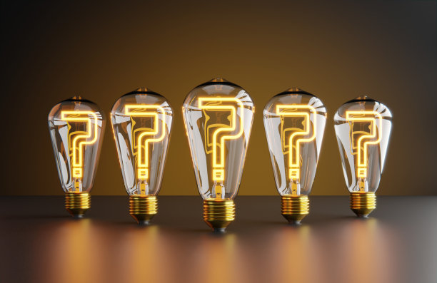 创新和新想法的灯泡概念与问题标志图片下载
