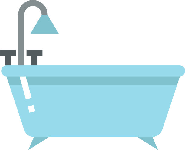 浴缸与淋浴颜色图标浴室家具图片下载