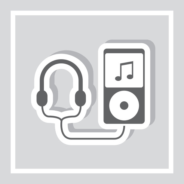 音乐播放器与耳机图标矢量插图图片下载