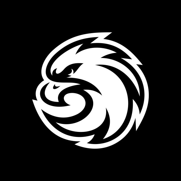 鸟，猎鹰，鹰或鹰头吉祥物标志设计的黑色背景图片下载