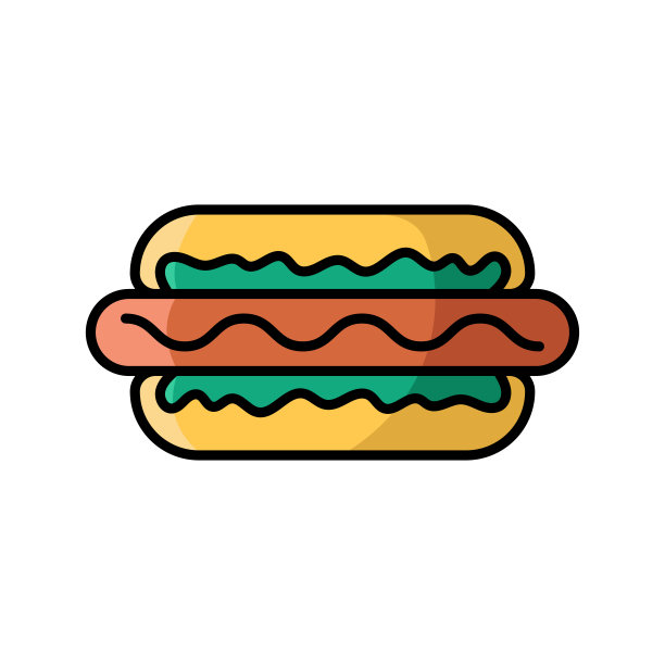 热狗图标矢量设计模板在白色背景图片下载