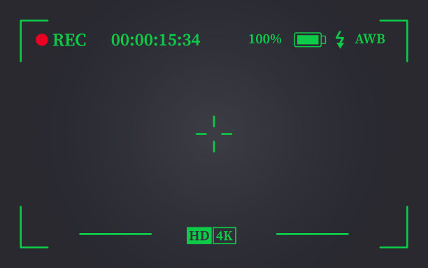 相机取景框，视频或照片对焦屏幕。记录或快照模板，数码显示单反相机，摄影或摄像捕捉接口，平面矢量插图图片下载