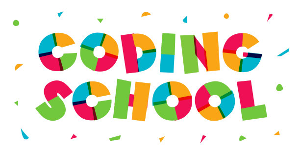 编码学校旗帜彩色现代排版图片下载