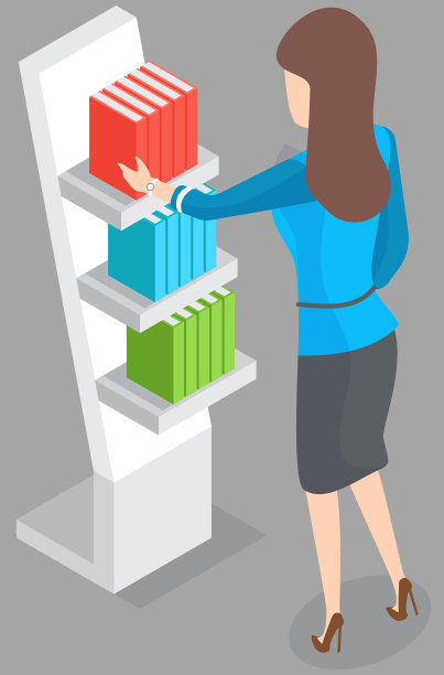 在文学展览会上，站在商业促销摊位或书架旁的妇女顾客图片下载