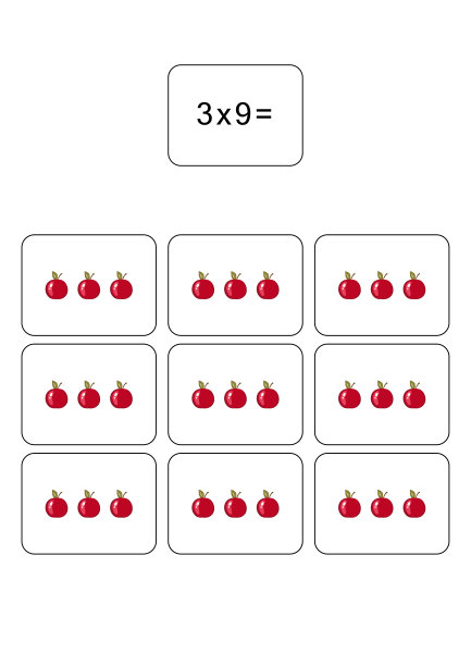 乘法表3。数学卡片配一个例子，绘图。乘法平方，矢量图解。印刷产品，横幅，儿童，学童桌子。学校教育，逻辑任务图片下载
