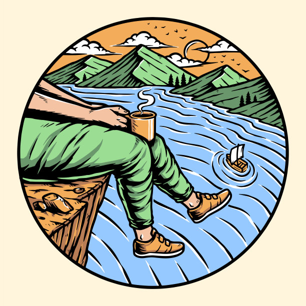 在山上享受咖啡插图图片下载