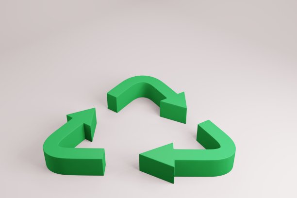 三维效果图:回收箭头符号图标，可持续生态保护理念，再利用、减少、回收的标志，对自然环境的责任。图片下载