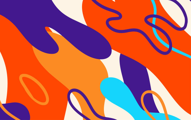 抽象流体背景图案在彩色形状设计。现代复古设计风格的海报，传单，墙纸和复制空间图片下载