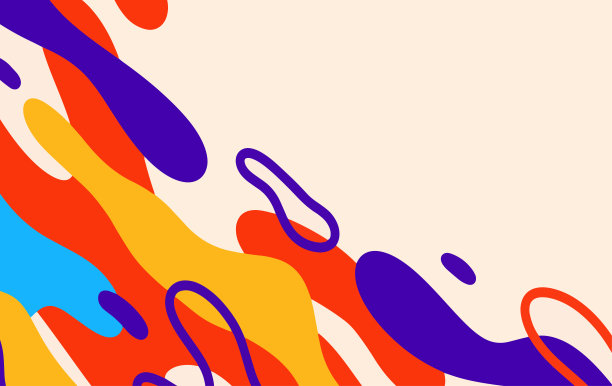 抽象流体背景图案在彩色形状设计。现代复古设计风格的海报，传单，墙纸和复制空间图片下载