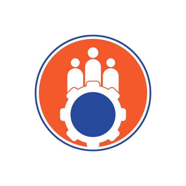 齿轮和人矢量标志设计模板。图片下载