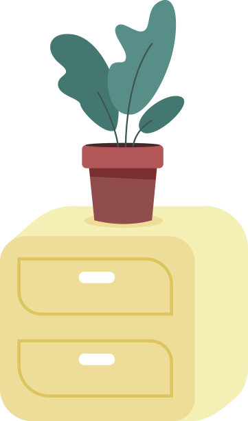 床头柜与抽屉和室内植物卧室图片下载