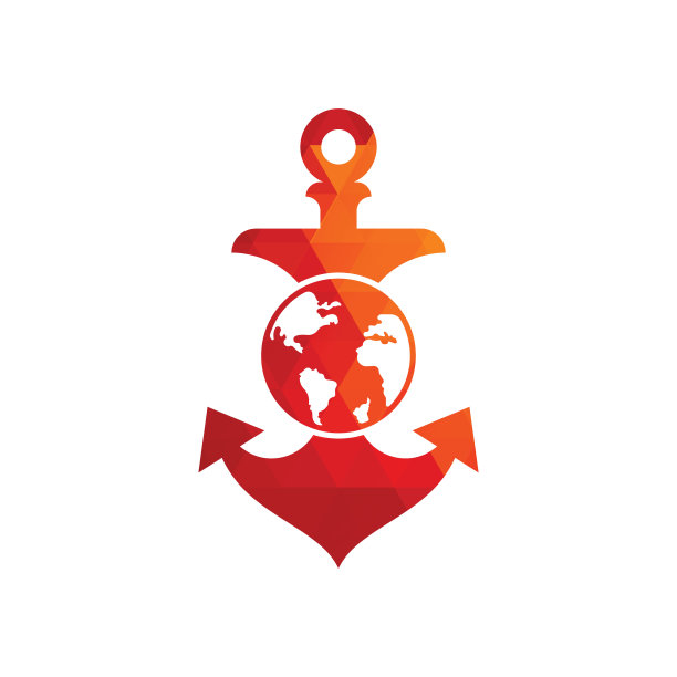 锚全球标志模板。锚和行星标志图片下载