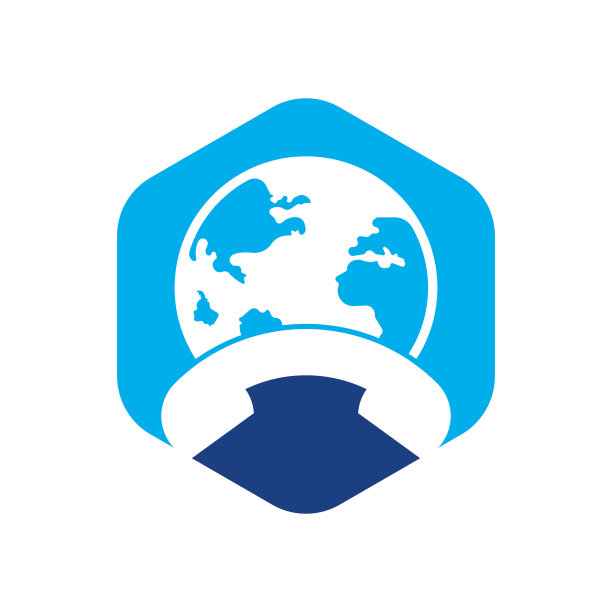 呼叫和全球图标。带有手机矢量标志的地球仪图片下载