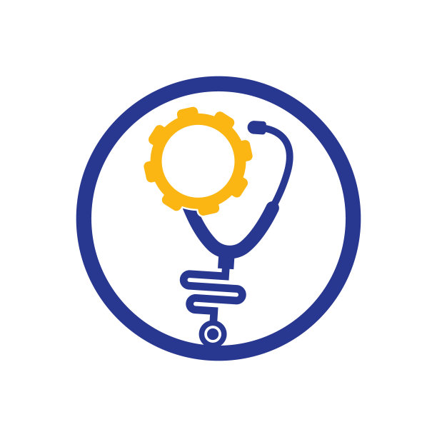 齿轮医疗标识模板设计矢量。图片下载