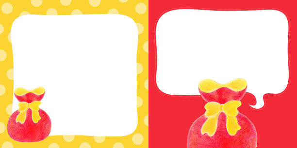 可爱的幸运袋框架插图集画与彩色铅笔图片下载