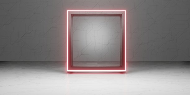 场景激光背景霓虹灯现代科技风格平台3d插画图片下载