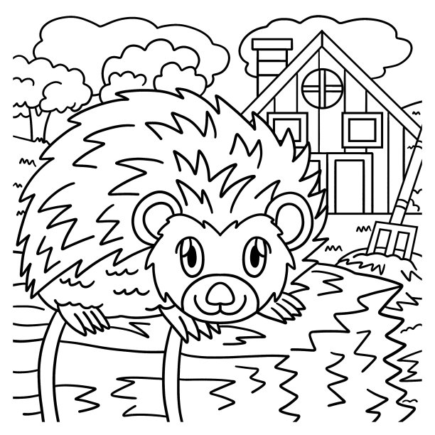 儿童刺猬涂色页图片下载