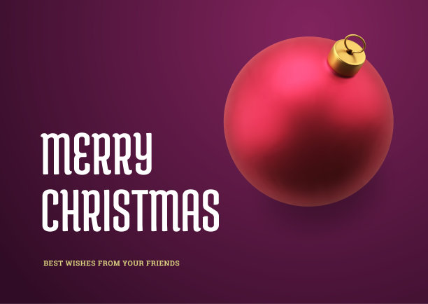 圣诞快乐紫色渐变时尚贺卡装饰设计逼真的3d图标矢量图片下载