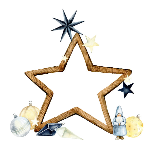 圣诞节水彩插图图片下载